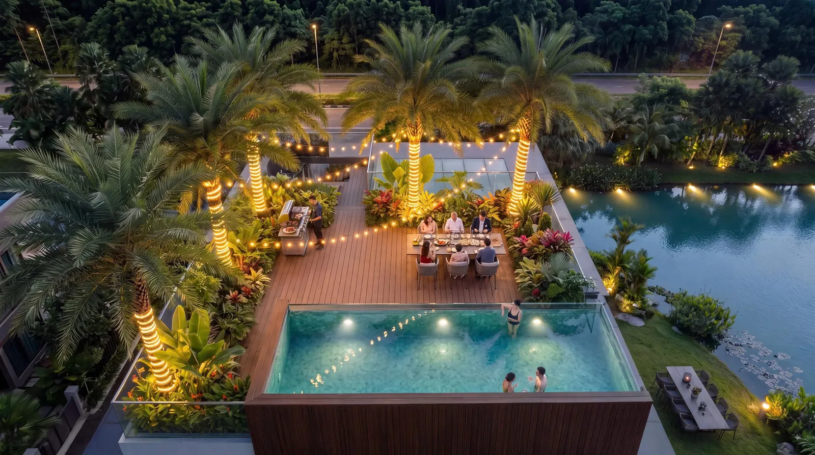 Bể bơi gác mái biệt thự The Forest Resort Flamingo Cổ Loa City
